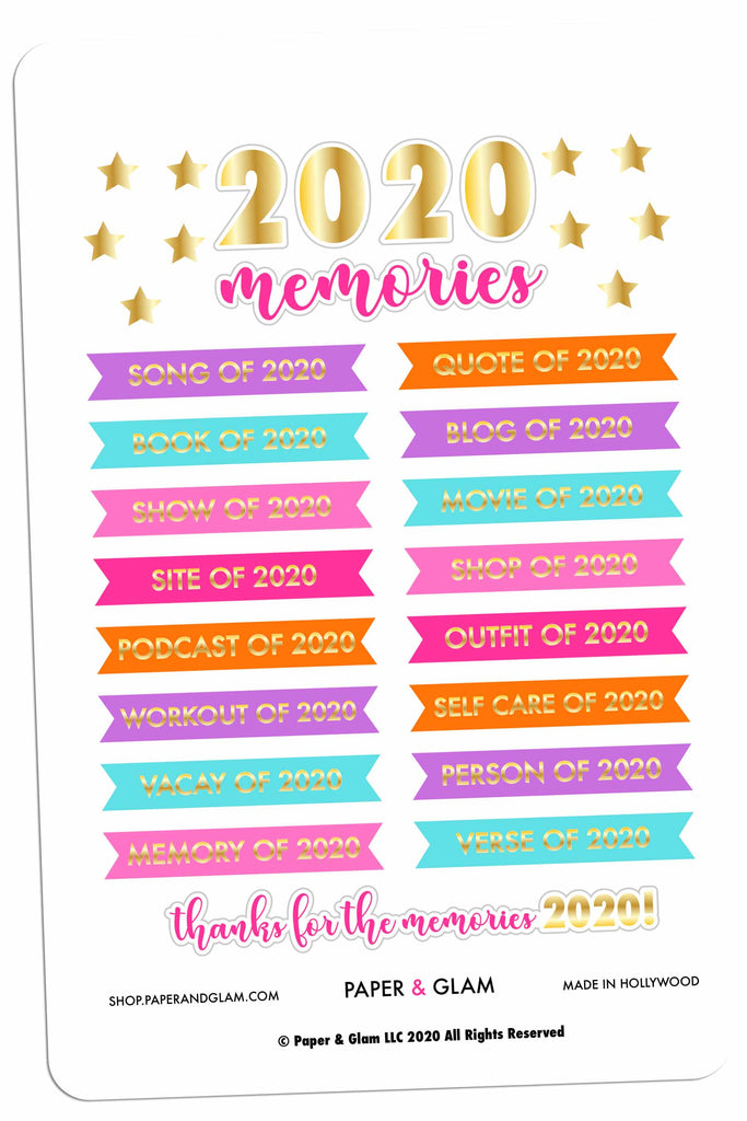 Gold Foil Yearly Memory Dashboard Planner Stickers