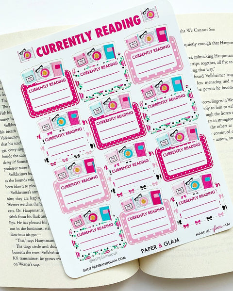 Currently Reading Digital Planner Stickers – Paper & Glam