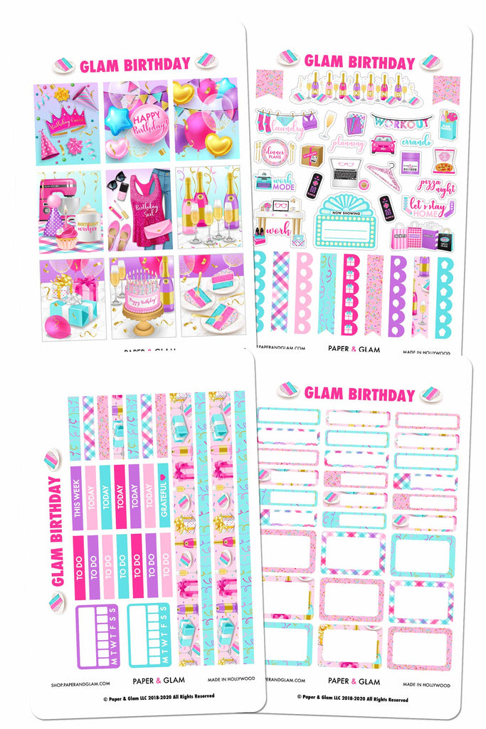 Glam Birthday Weekly Kit Planner Stickers