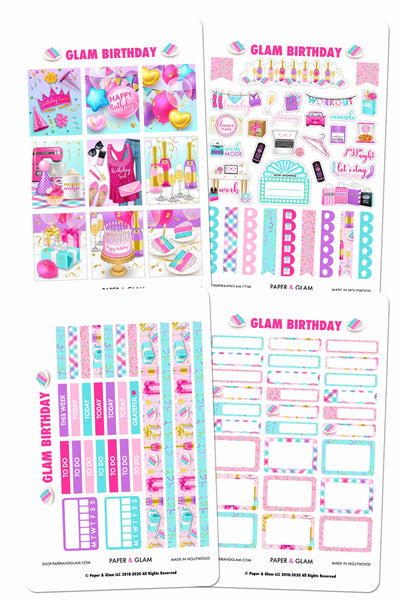 Glam Birthday Weekly Kit Digital Planner Stickers