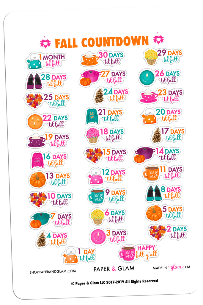 Glam Fall Countdown Digital Planner Stickers
