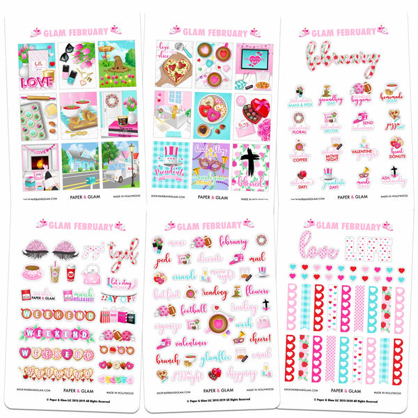 Glam February Digital Planner Stickers – Paper & Glam