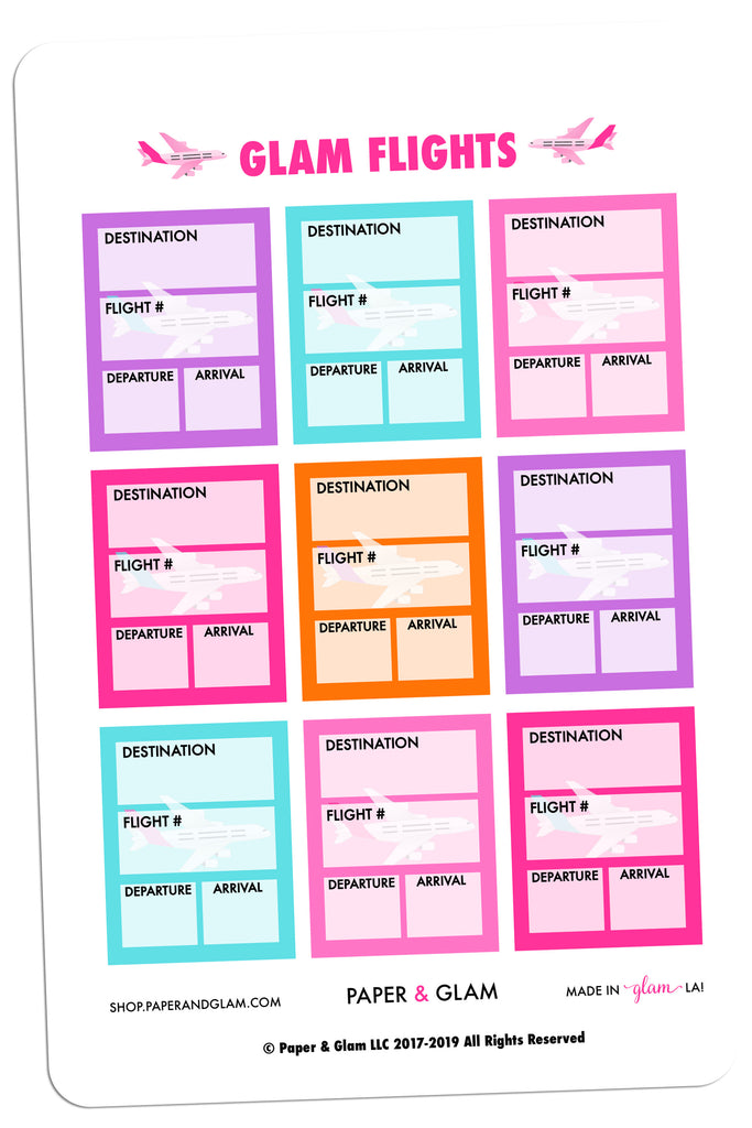 Glam Flights Digital Planner Stickers