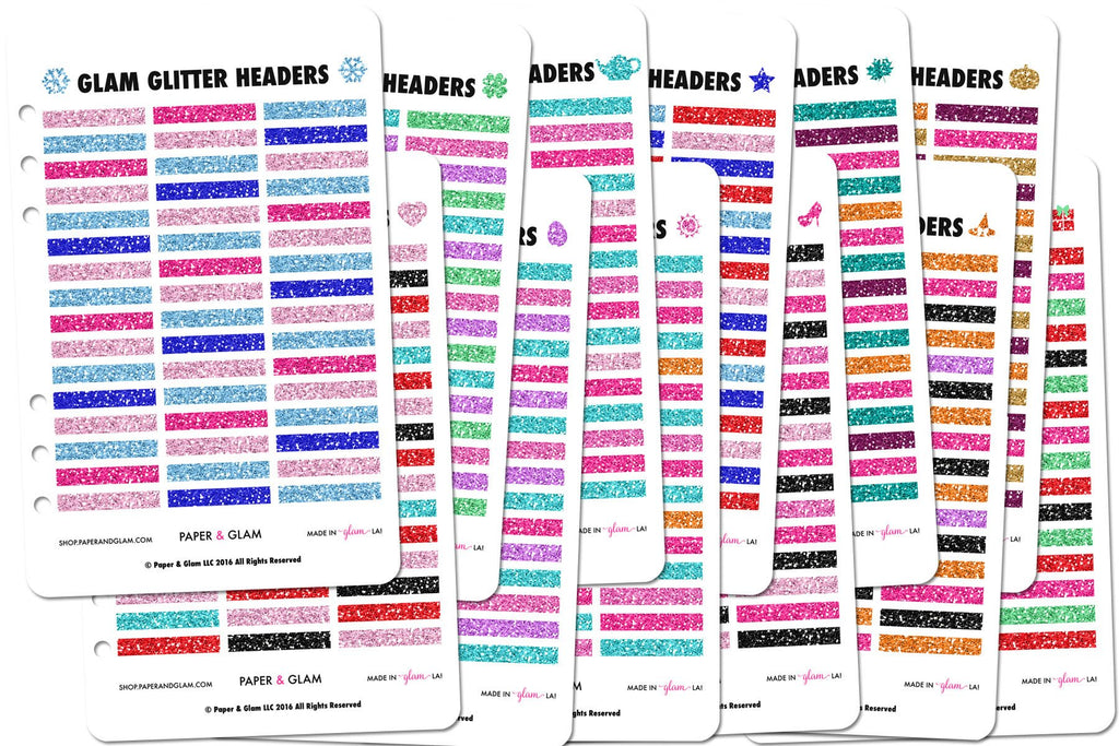 Glam Glitter Headers 365 Planner Stickers