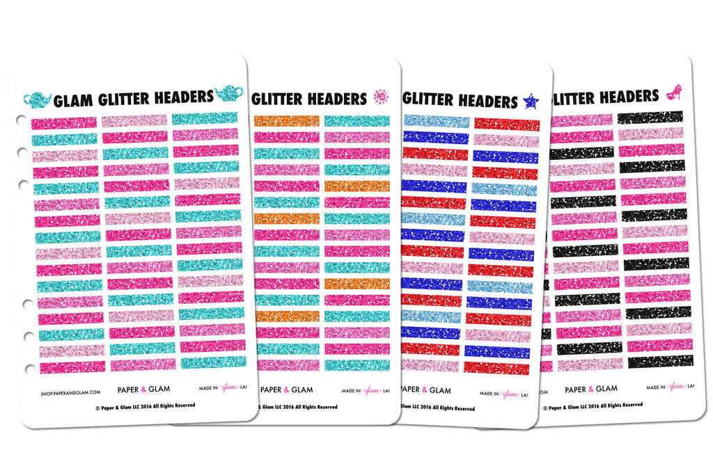 Glam Glitter Summer Headers Planner Stickers