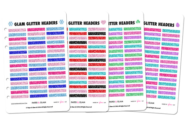 Glam Glitter Winter & Spring Headers Planner Stickers