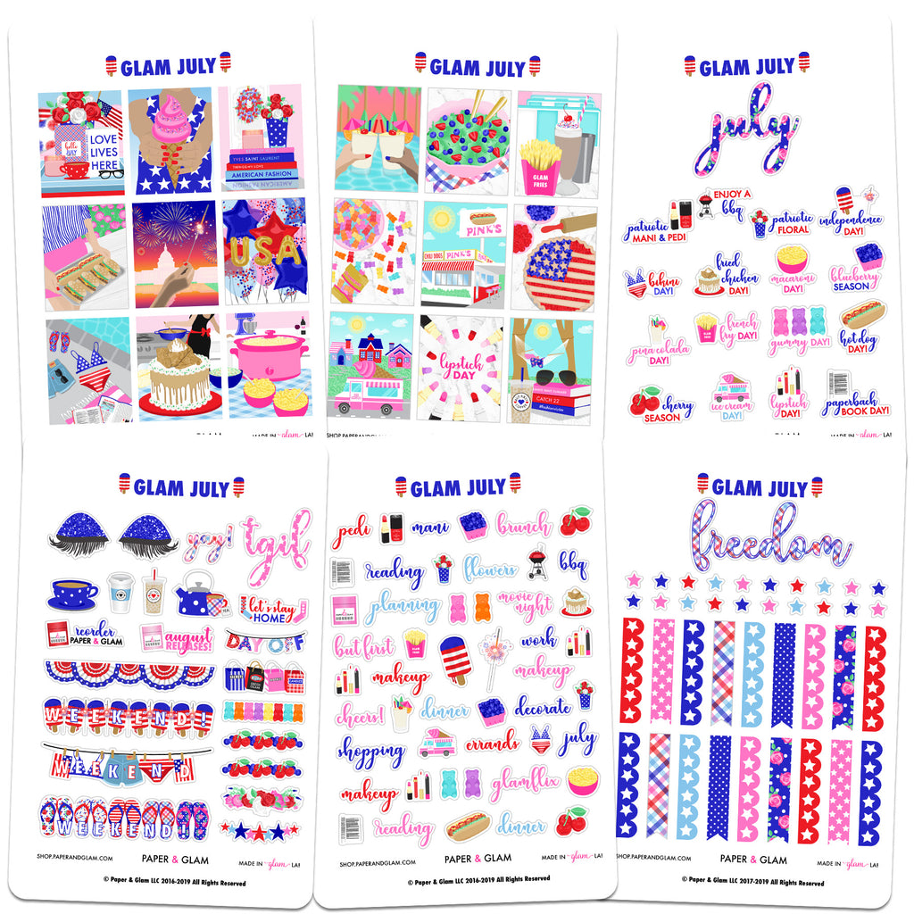 Glam July Digital Planner Stickers - Paper & Glam