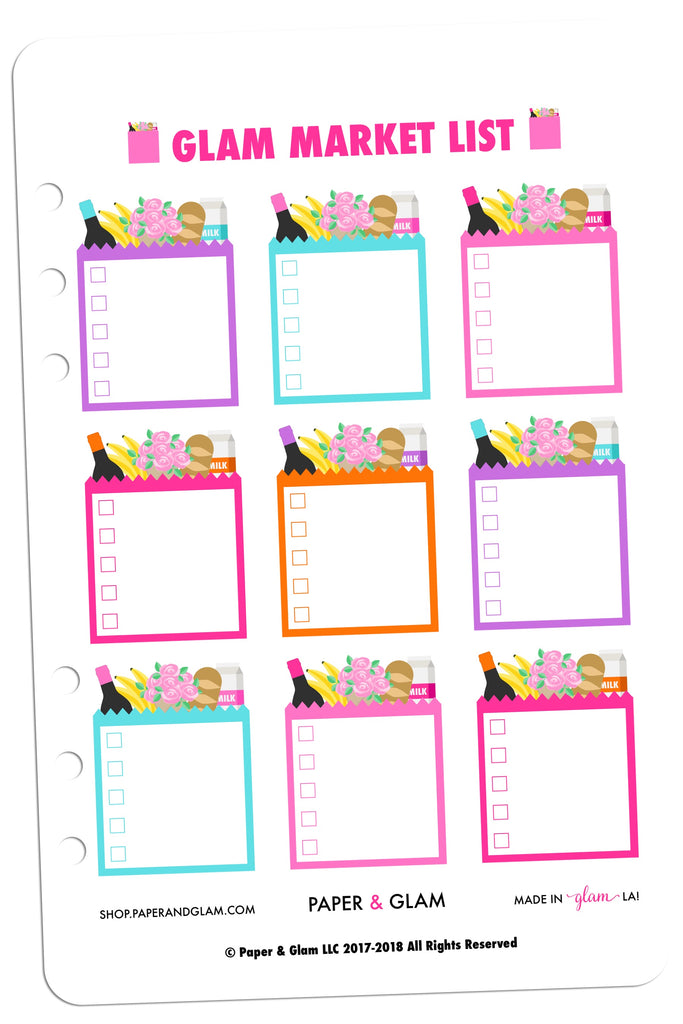 Glam Market List Digital Planner Stickers