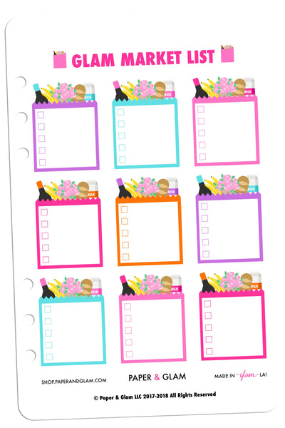 Glam Market List Planner Stickers