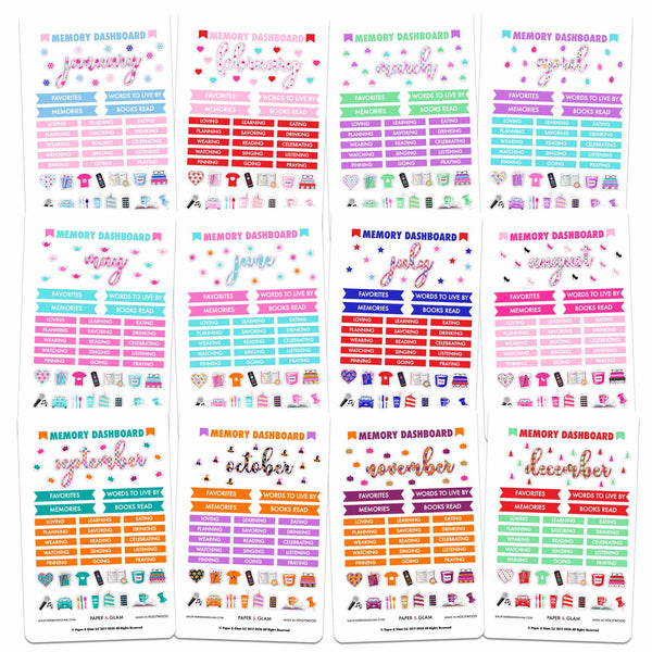 Glam Memory Keeping Dashboard 365 Digital Planner Stickers - Paper & Glam