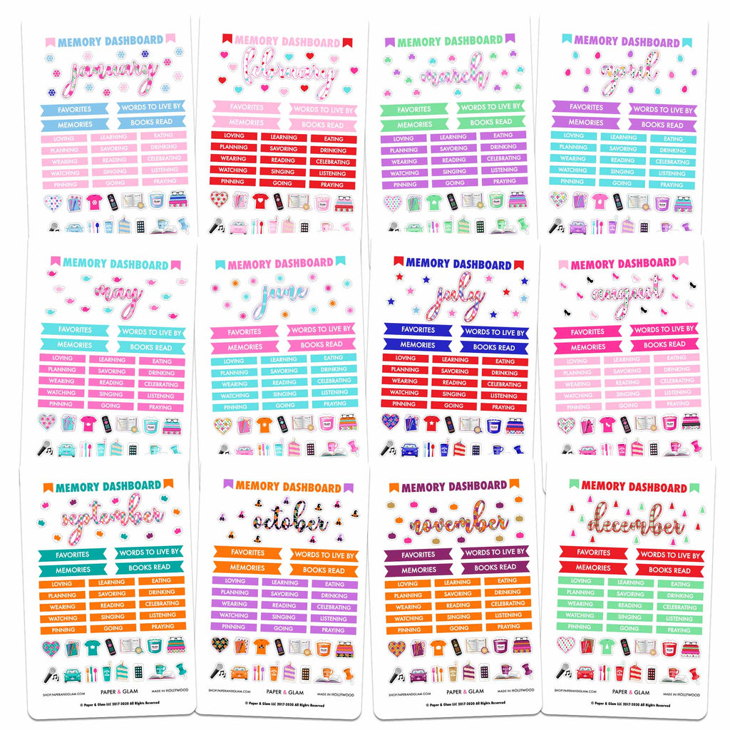 Glam Memory Keeping Dashboard 365 Planner Stickers - Paper & Glam