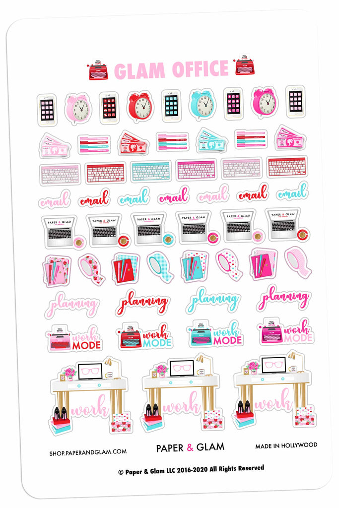 Glam Office February Planner Stickers