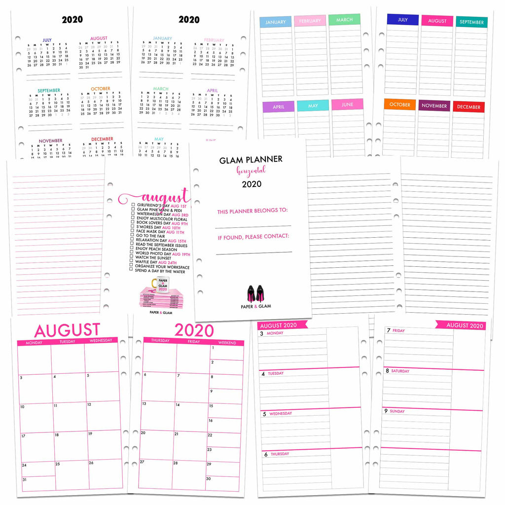 Glam Planner® Horizontal Inserts - Paper & Glam