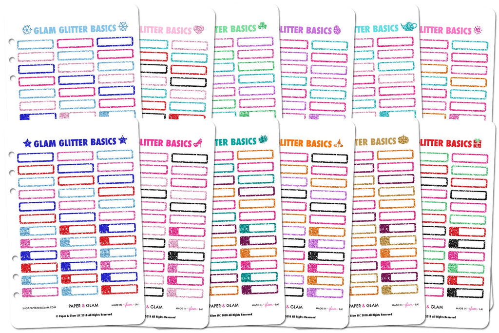 Glam Glitter Quarter Box Basics 365 Planner Stickers