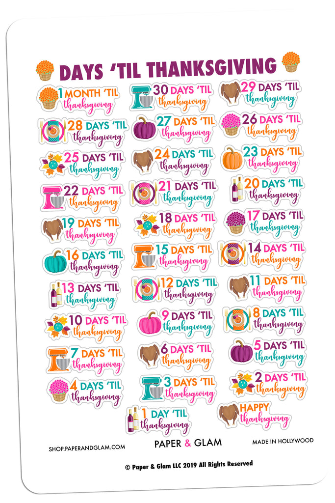 Glam Thanksgiving Countdown Digital Planner Stickers