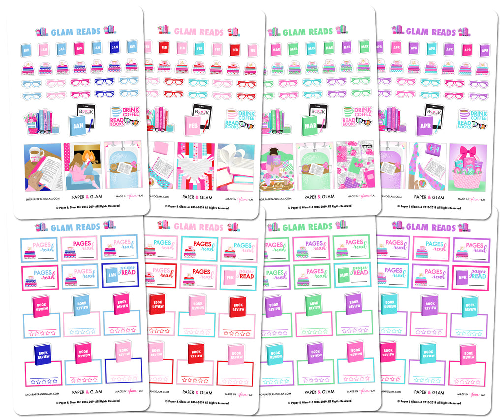 Glam Winter & Spring Reads Planner Stickers