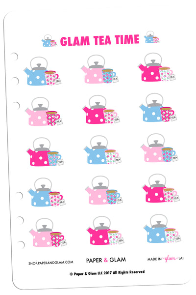Glam Tea Time Digital Planner Stickers