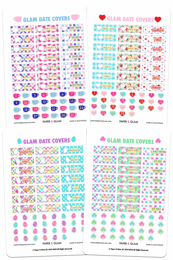 GOLD FOIL Winter & Spring Date Cover Planner Stickers