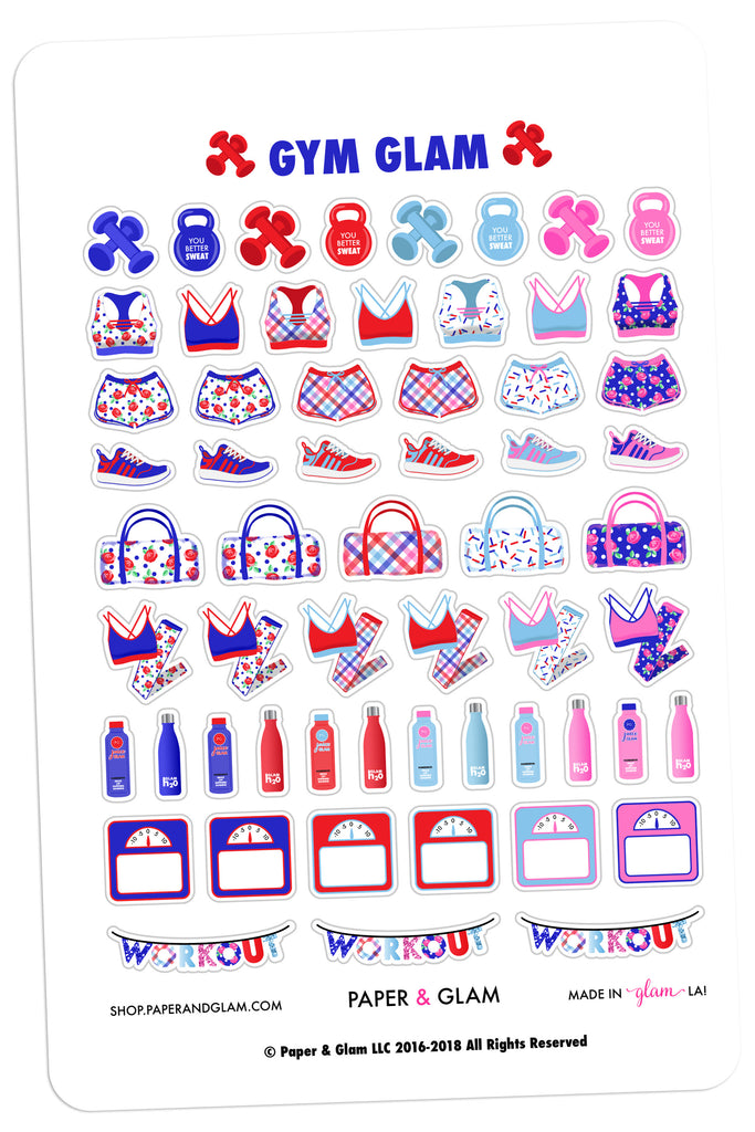 Gym Glam July Planner Stickers