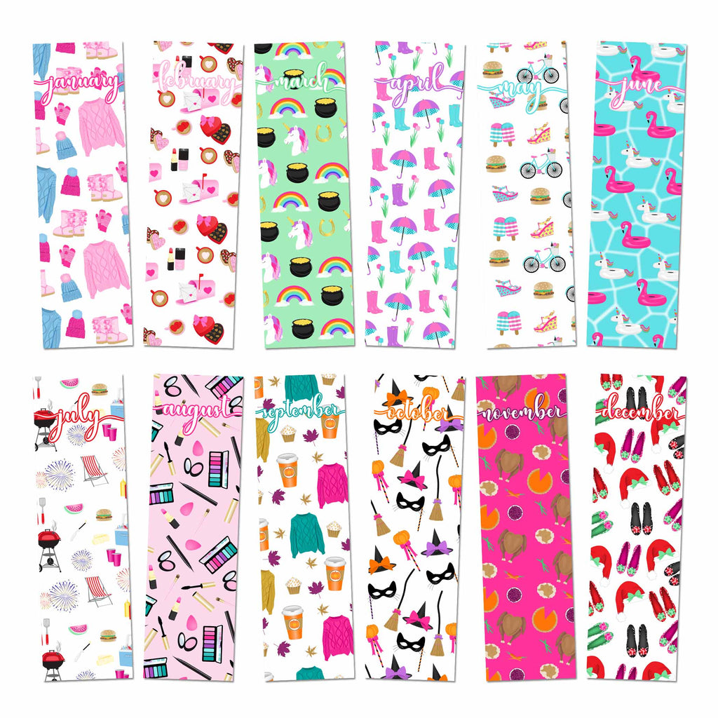 Monthly Seasonal Bookmarks Digital Bundle