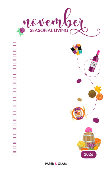 November Seasonal Living List