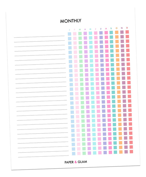 Digital Glam Planner® Annual & Monthly Habit Tracker