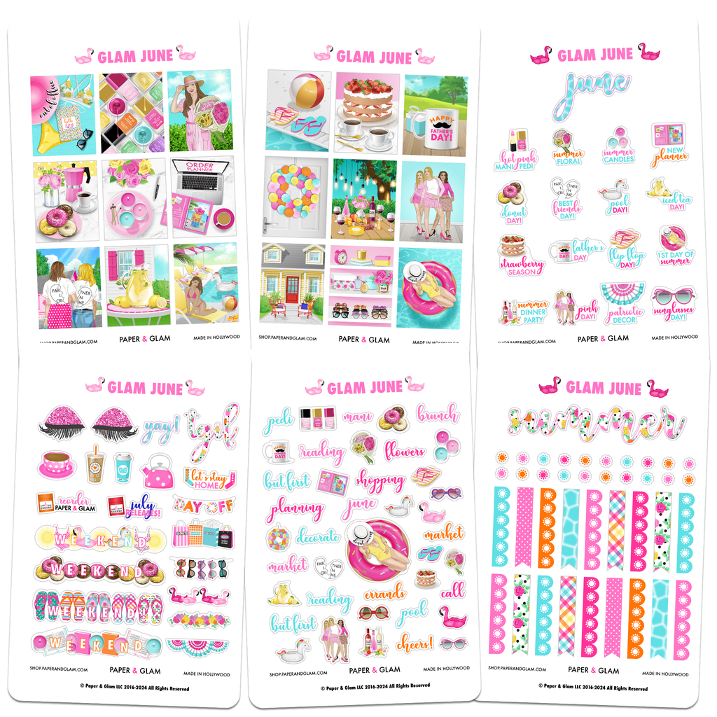 Glam June Digital Planner Stickers