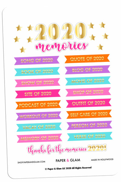 Gold Foil Yearly Memory Dashboard Planner Stickers