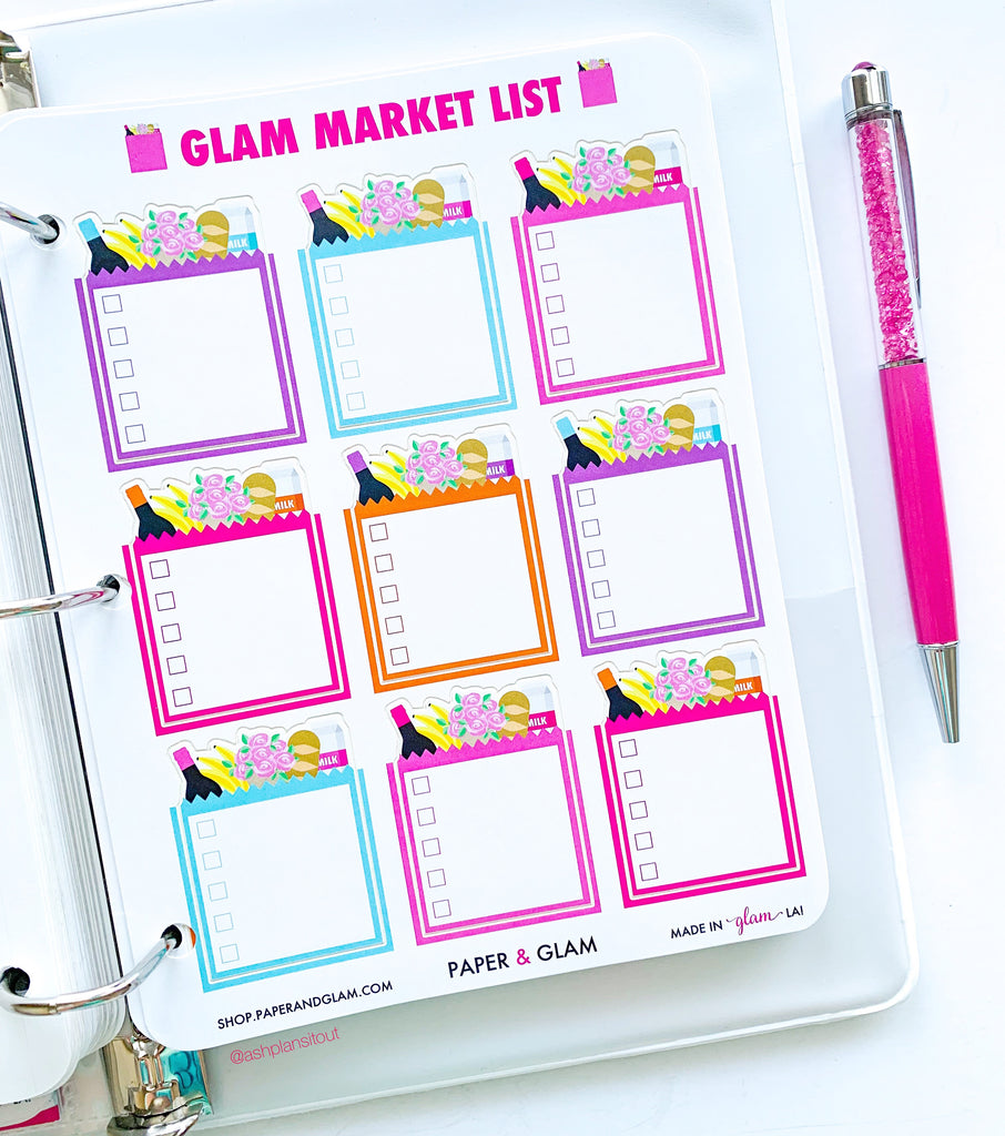 Glam Market List Planner Stickers – Paper & Glam | Planners, Stickers ...