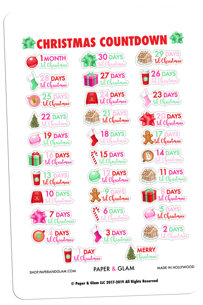 Glam Christmas Countdown Digital Planner Stickers - Paper & Glam