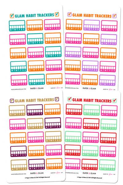 Glam Fall & Holiday Habit Tracker Planner Stickers