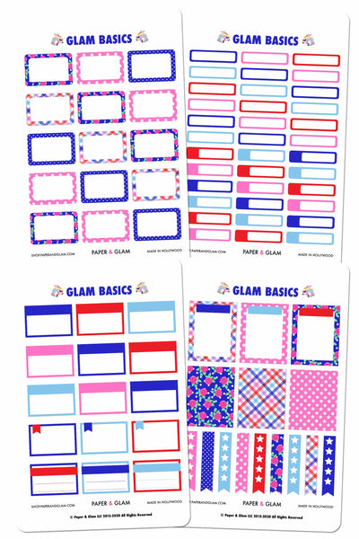 Glam Basics July Digital Planner Stickers - Paper & Glam