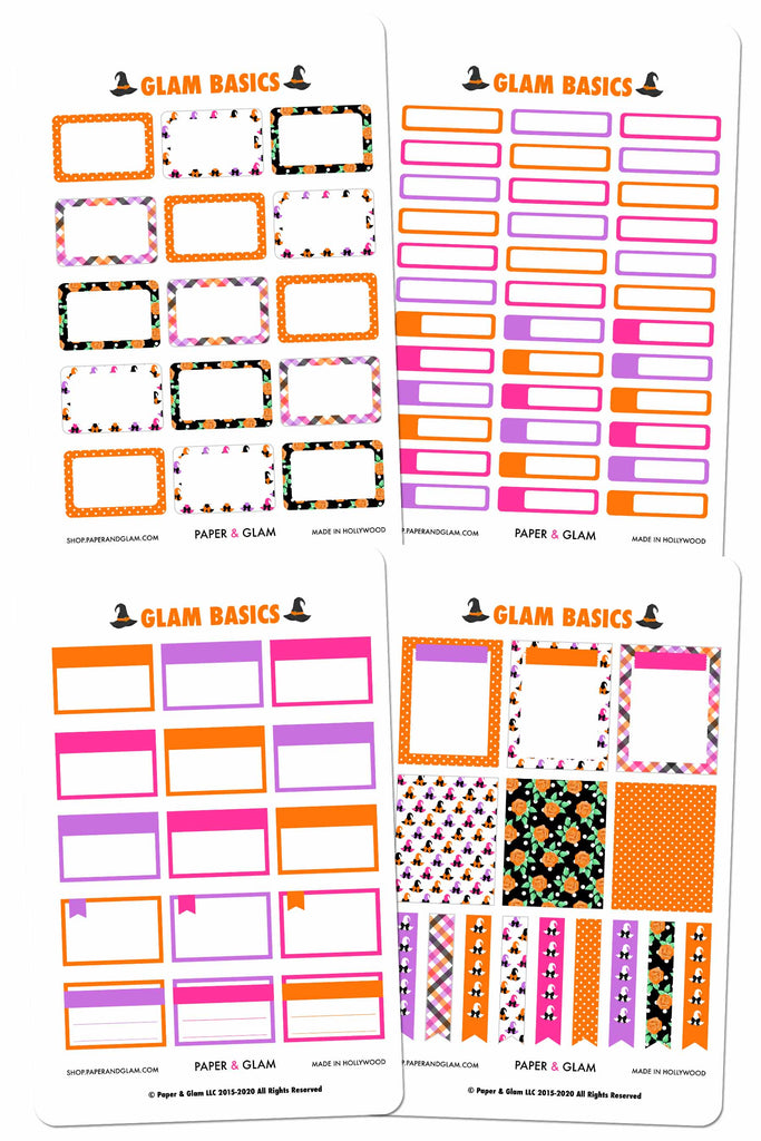 Glam October Basics Planner Stickers - Paper & Glam