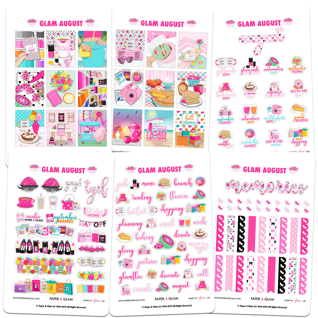 Glam August Digital Planner Stickers - Paper & Glam