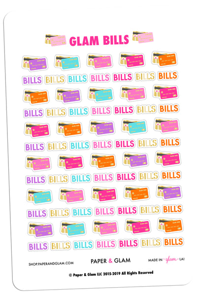 Gold Foil Glam Bills Planner Stickers
