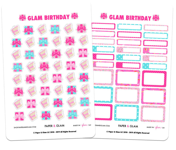 Glam Birthday Digital Planner Stickers