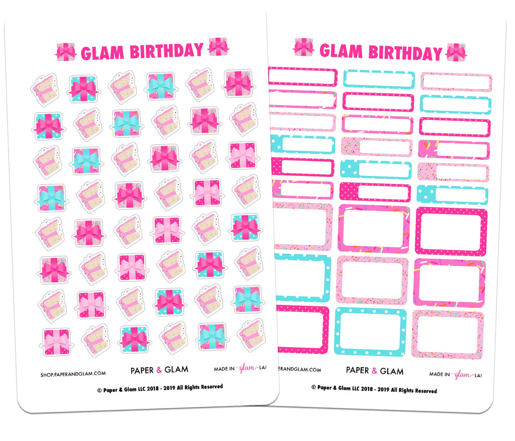 Glam Birthday Tracking Planner Stickers
