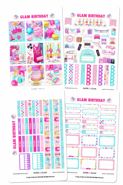 Glam Birthday Weekly Kit Planner Stickers