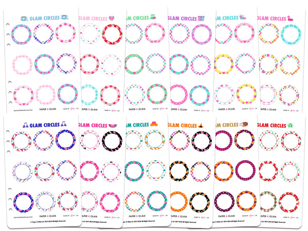 Glam Circles 365 Digital Planner Stickers