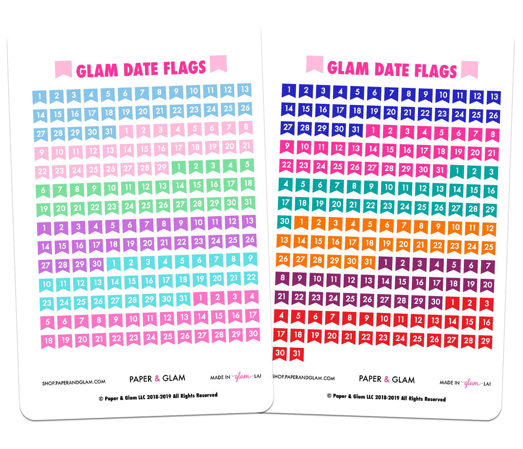 Glam Date Flags Planner Stickers