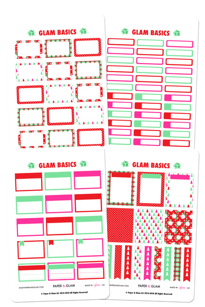 Glam December Basics Planner Stickers