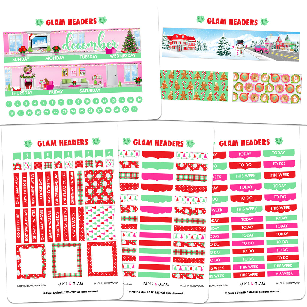 Glam December Headers Digital Planner Stickers