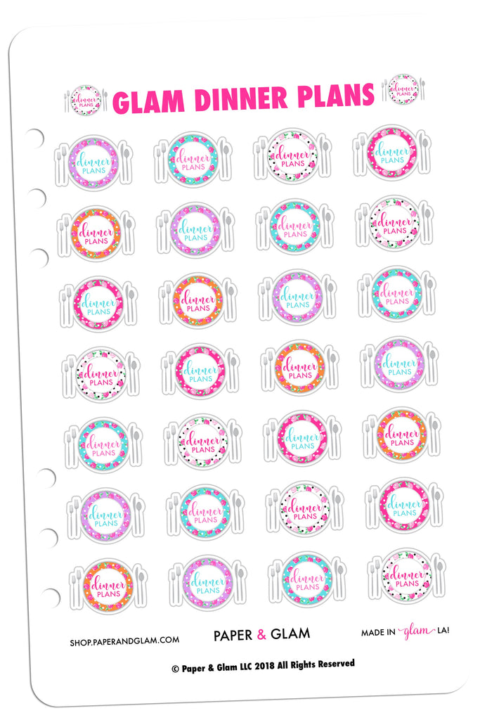 Glam Dinner Plans Digital Planner Stickers