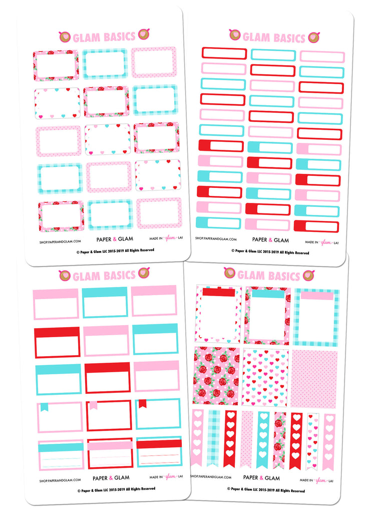 Glam Basics February Digital Planner Stickers