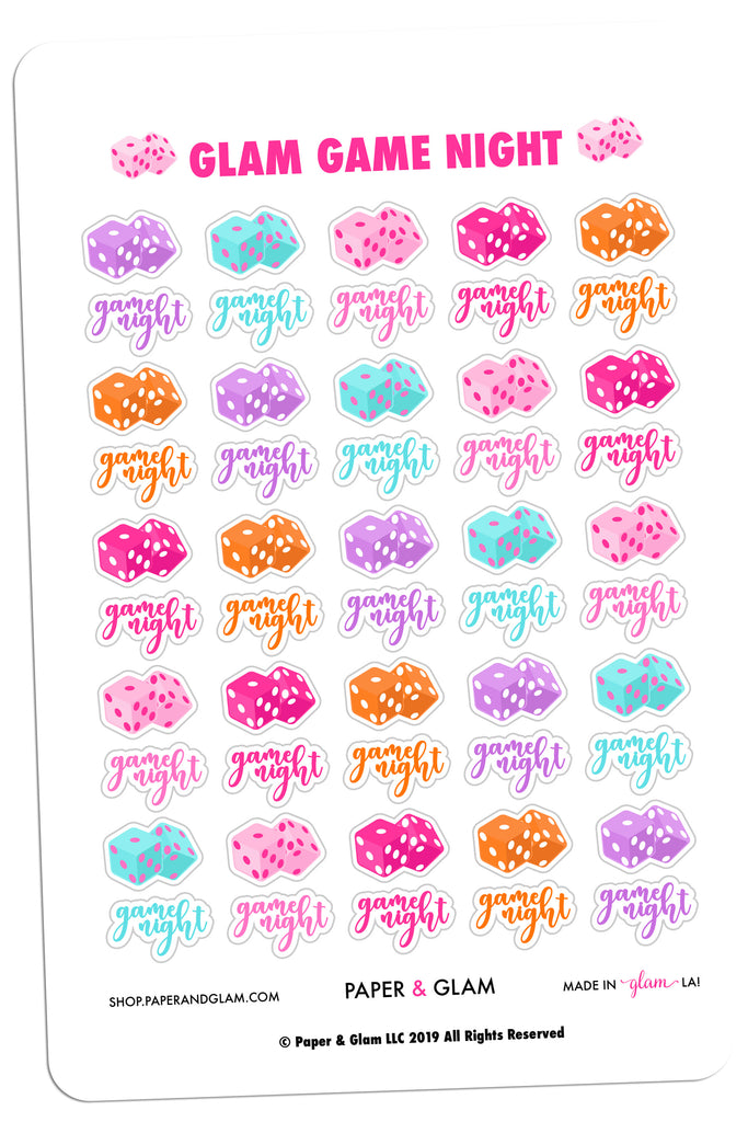 Glam Game Night Planner Stickers