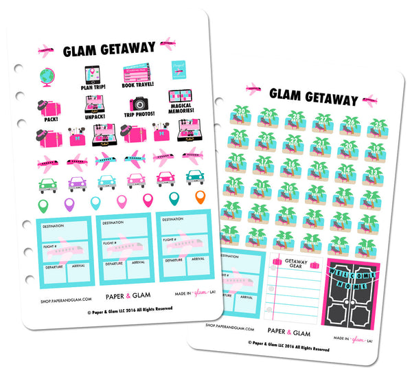 Glam Getaway Digital Planner Stickers - Paper & Glam