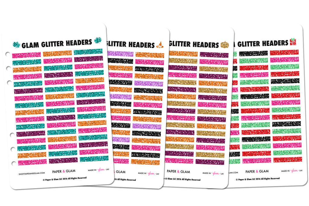 Glam Glitter Fall & Holiday Headers Planner Stickers