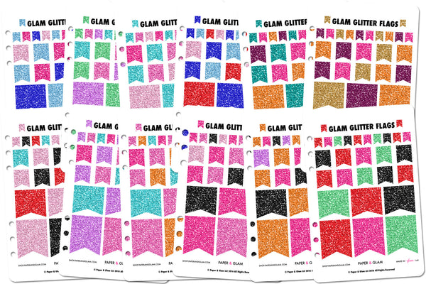 Glam Glitter Flags 365 Digital Planner Stickers