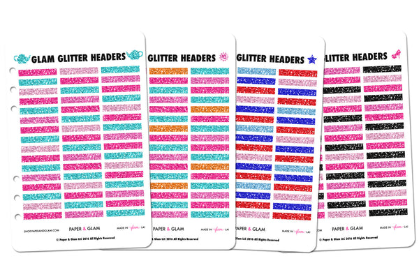Glam Glitter Summer Headers Planner Stickers