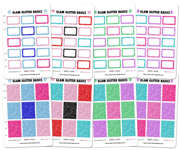 Glam Glitter Winter & Spring Basics Planner Stickers